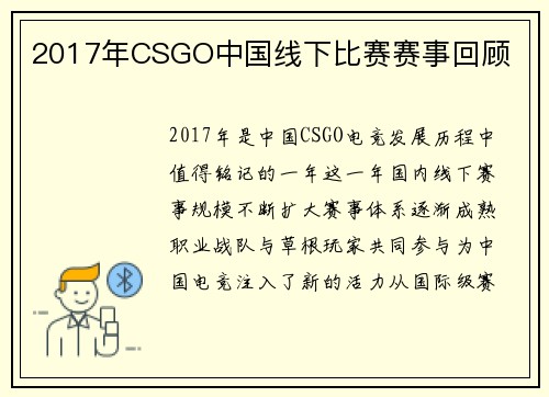 2017年CSGO中国线下比赛赛事回顾